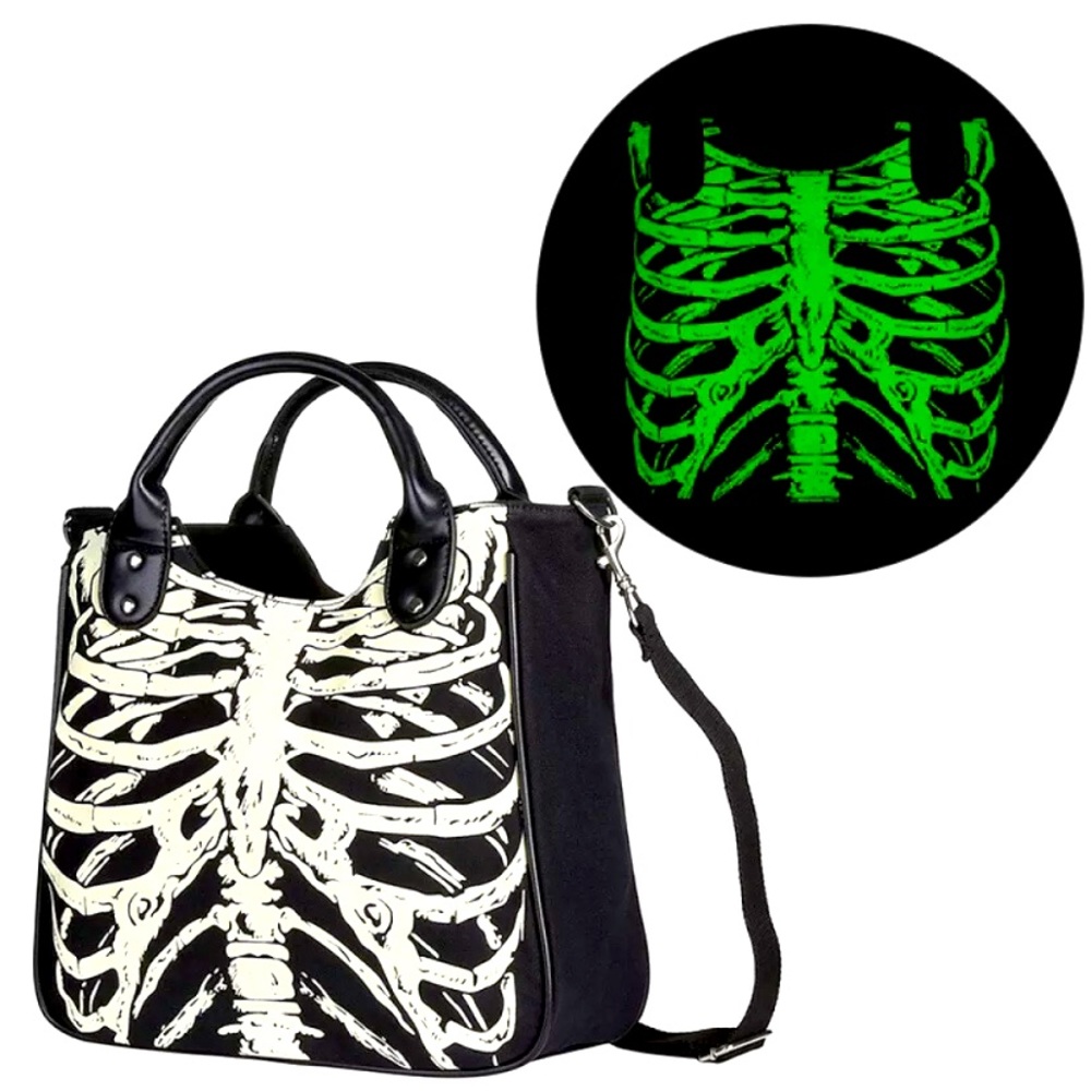 Glowing bones shoulder bag purse goth Wicca goth